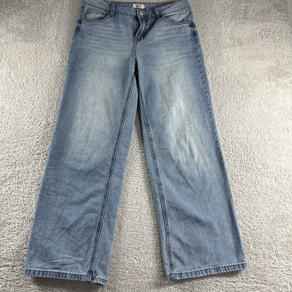 Refuge Denim Skater Jeans Womens 5 Low Rise Rigid Wide Leg - Flaws